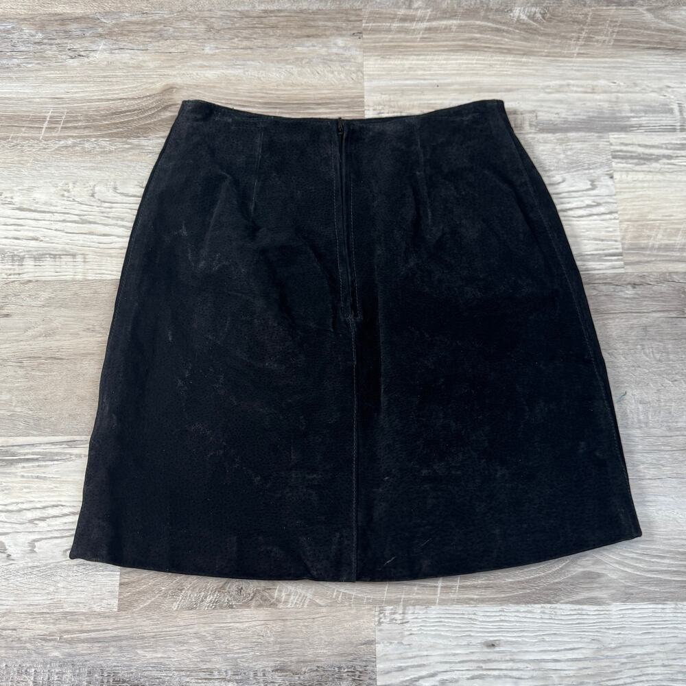 Vintage Margaret Godfrey Black Leather Mini Skirt Textured 90s Minimalist Size 4